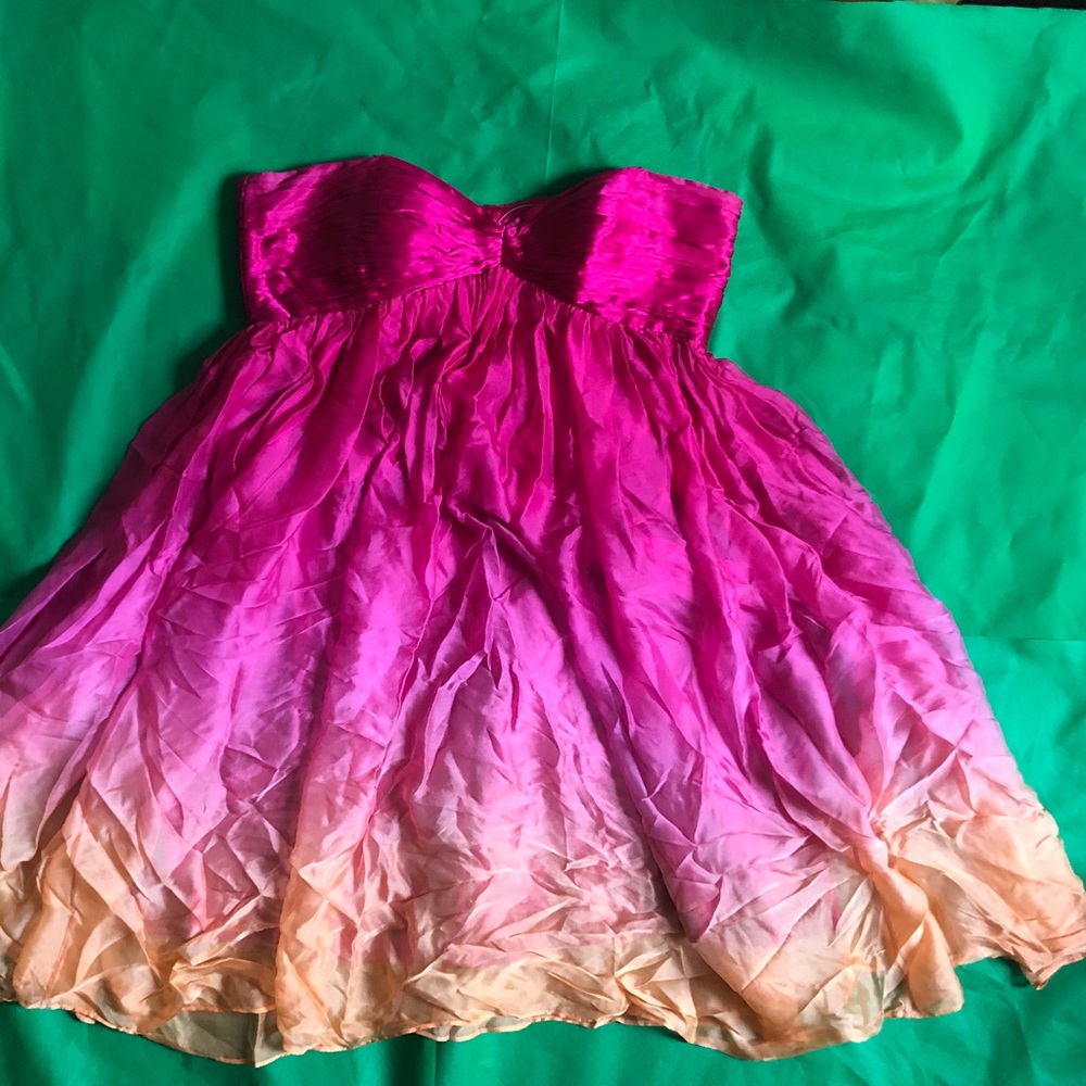 Pink & Orange Ombré Strapless Dress